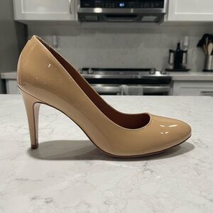 New! Rebecca Allen The New Pump Nude Tan Patent Leather Sz 7.5 $185‎